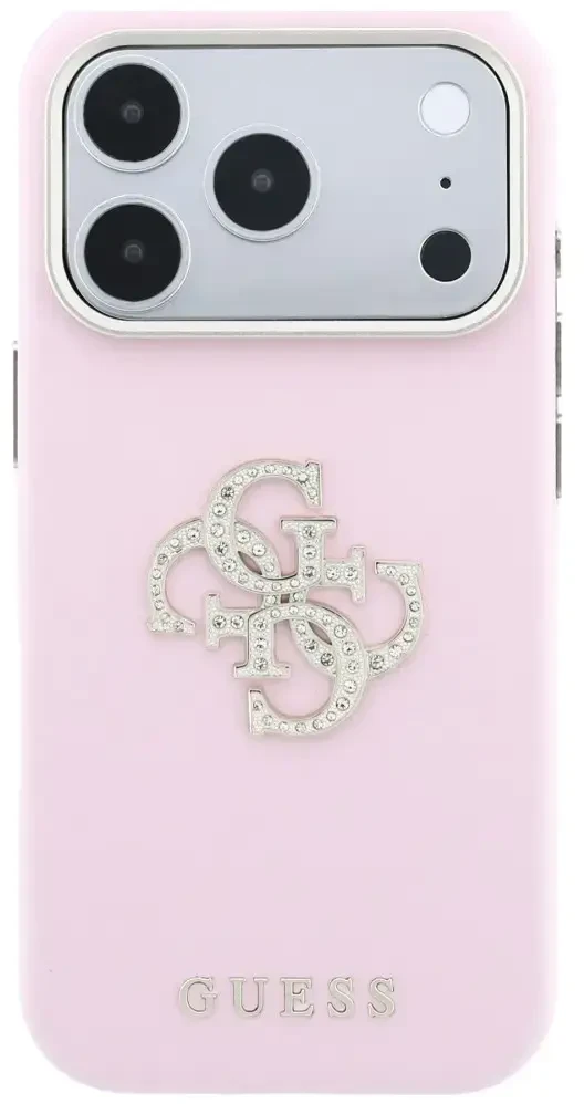 Dėklas Guess Smooth & Big Strass Logo do iPhone 18 Pro / 17 Pro rožinė