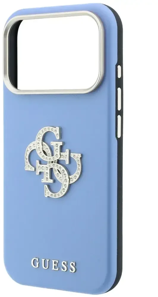 Dėklas Guess Smooth & Big Strass Logo, skirtas iPhone 18 Pro / 17 Pro, mėlynas