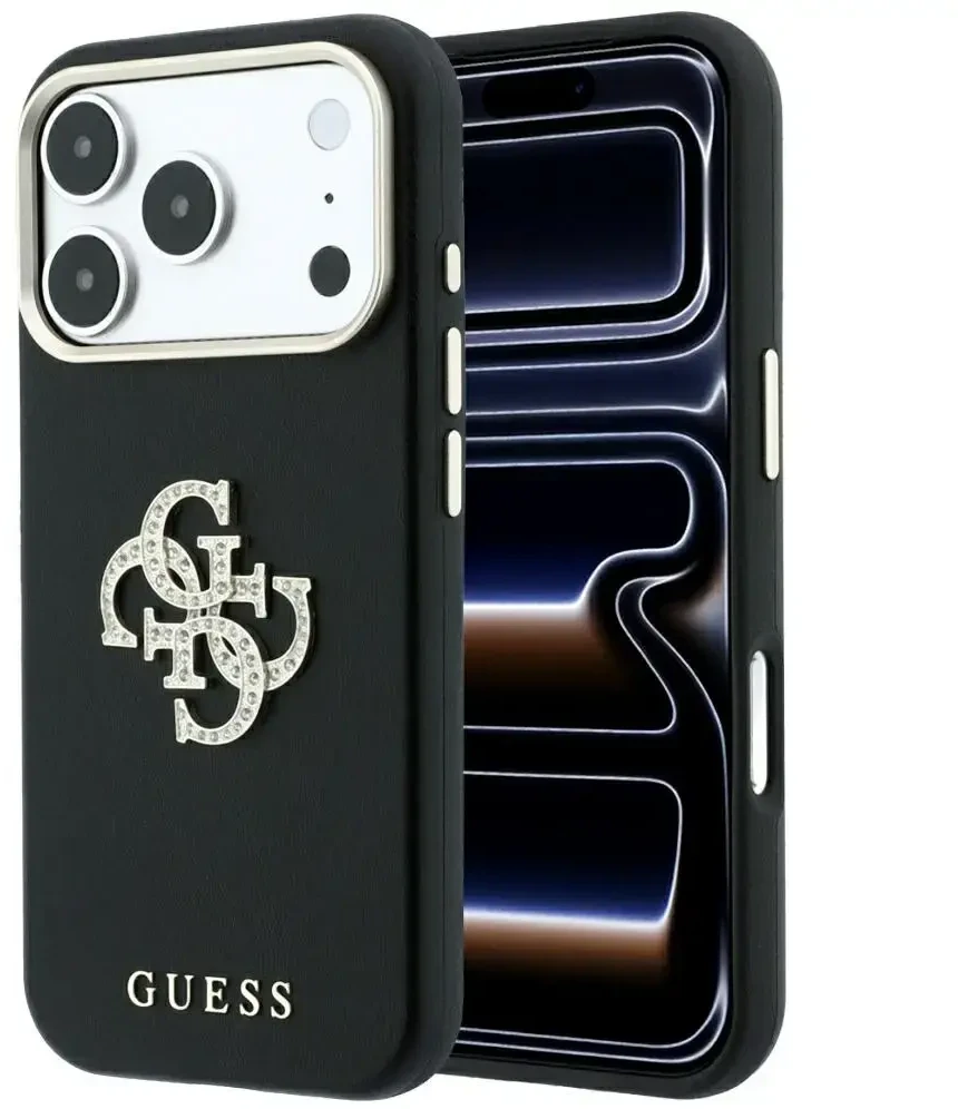 Dėklas Guess Smooth & Big Strass Logo do iPhone 18 Pro Max / 17 Pro Max juoda