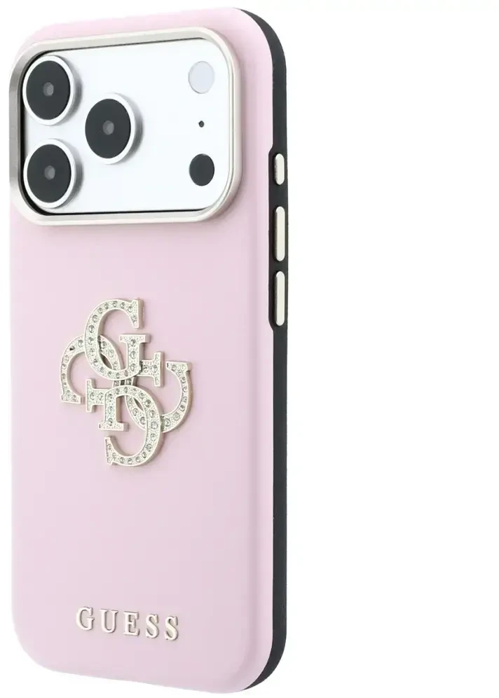 Dėklas Guess Smooth & Big Strass Logo do iPhone 18 Pro Max / 17 Pro Max rožinė