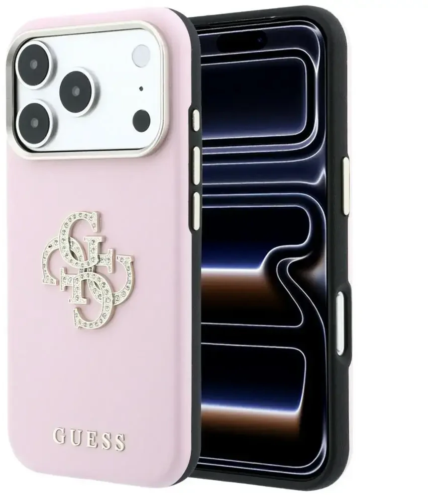 Dėklas Guess Smooth & Big Strass Logo do iPhone 18 Pro / 17 Pro rožinė