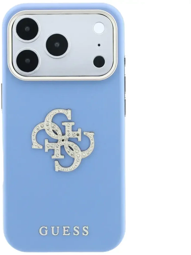 Dėklas Guess Smooth & Big Strass Logo do iPhone 18 Pro Max / 17 Pro Max mėlyna