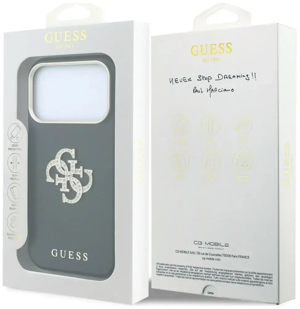 Dėklas Guess Smooth & Big Strass Logo do iPhone 18 Pro / 17 Pro juoda