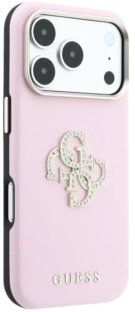 Dėklas Guess Smooth & Big Strass Logo do iPhone 18 Pro / 17 Pro rožinė