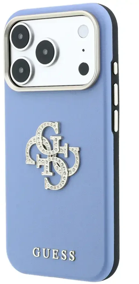 Dėklas Guess Smooth & Big Strass Logo, skirtas iPhone 18 Pro / 17 Pro, mėlynas