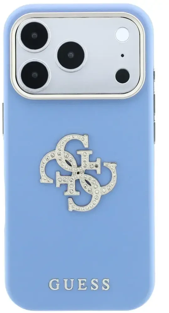 Dėklas Guess Smooth & Big Strass Logo, skirtas iPhone 18 Pro / 17 Pro, mėlynas