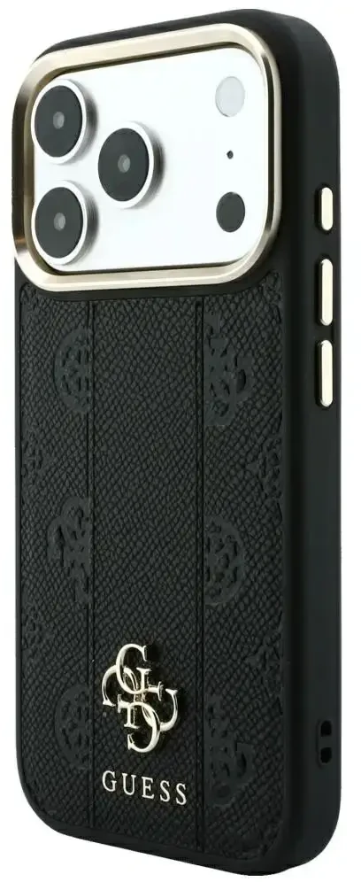 Dėklas Guess Stripe Peony 4G Logo MagSafe do iPhone 18 Pro / 17 Pro juoda