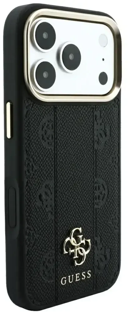 Dėklas Guess Stripe Peony 4G Logo MagSafe do iPhone 18 Pro Max / 17 Pro Max juoda