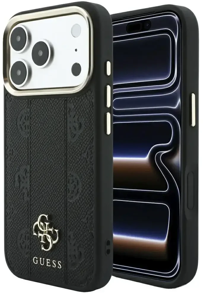 Dėklas Guess Stripe Peony 4G Logo MagSafe do iPhone 18 Pro / 17 Pro juoda