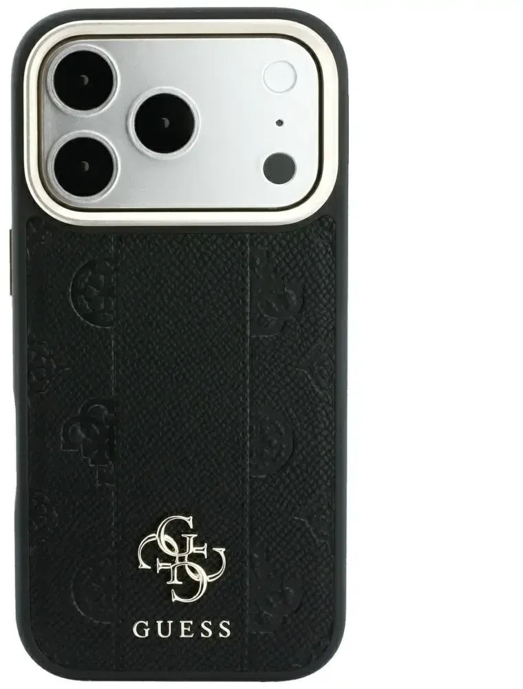 Dėklas Guess Stripe Peony 4G Logo MagSafe do iPhone 18 Pro / 17 Pro juoda