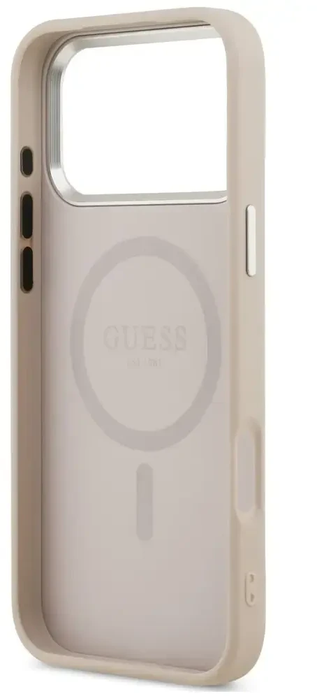 Dėklas Guess Triangle Logo MagSafe skirtas iPhone 18 Pro / 17 Pro rožinis