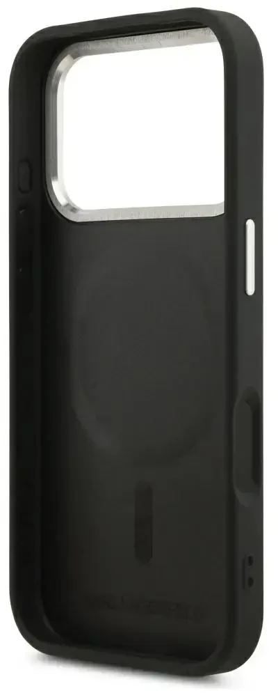 Dėklas Karl Lagerfeld Embossed Open Ring RSG Logo MagSafe skirtas iPhone 18 Pro Max / 17 Pro Max juodas