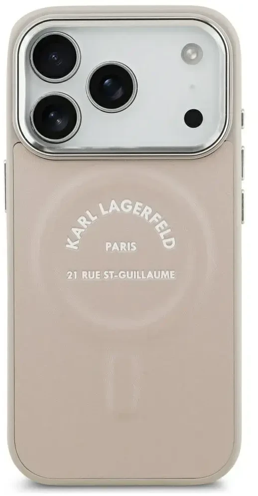 Dėklas Karl Lagerfeld Embossed Open Ring RSG Logo MagSafe Case for iPhone 17 Pro / 18 Pro - Rožinė