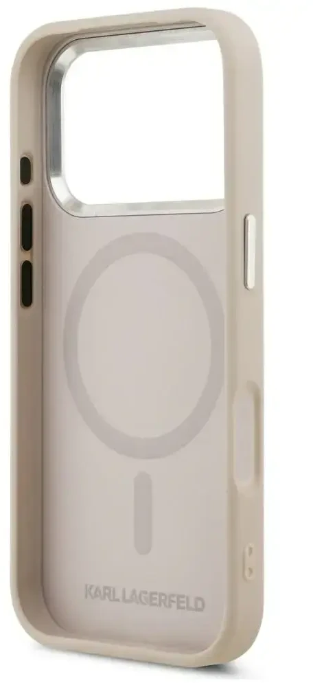 Dėklas Karl Lagerfeld Embossed Open Ring RSG Logo MagSafe Case for iPhone 17 Pro / 18 Pro - Rožinė