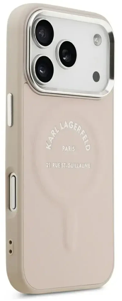 Dėklas Karl Lagerfeld Embossed Open Ring RSG Logo MagSafe Case for iPhone 17 Pro / 18 Pro - Rožinė