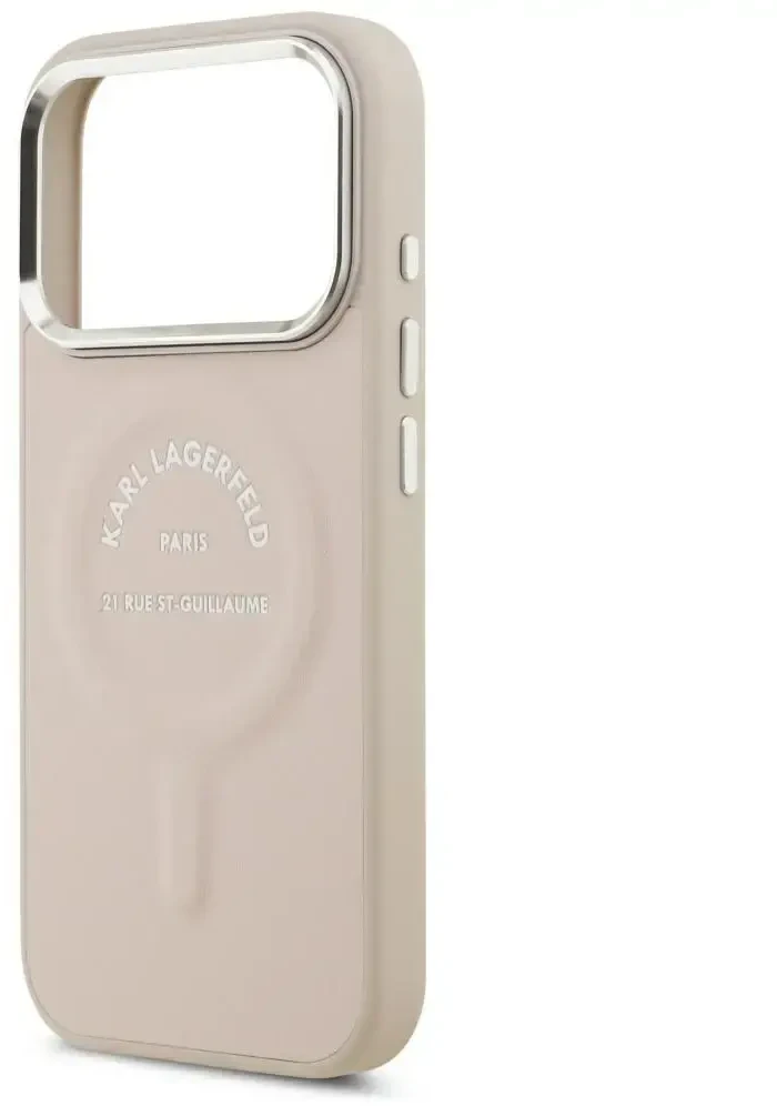 Dėklas Karl Lagerfeld Embossed Open Ring RSG Logo MagSafe Case for iPhone 17 Pro / 18 Pro - Rožinė