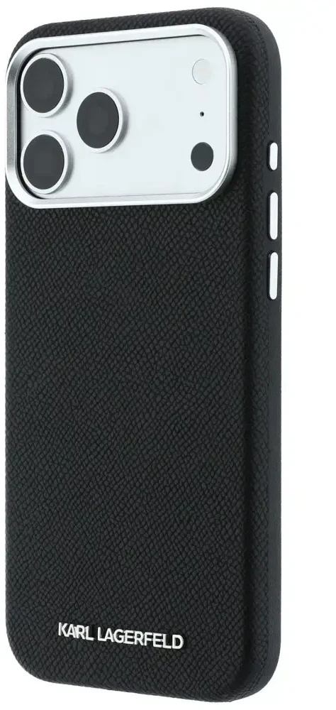 Dėklas Karl Lagerfeld Grained Elongated Logo MagSafe do iPhone 18 Pro / 17 Pro juoda