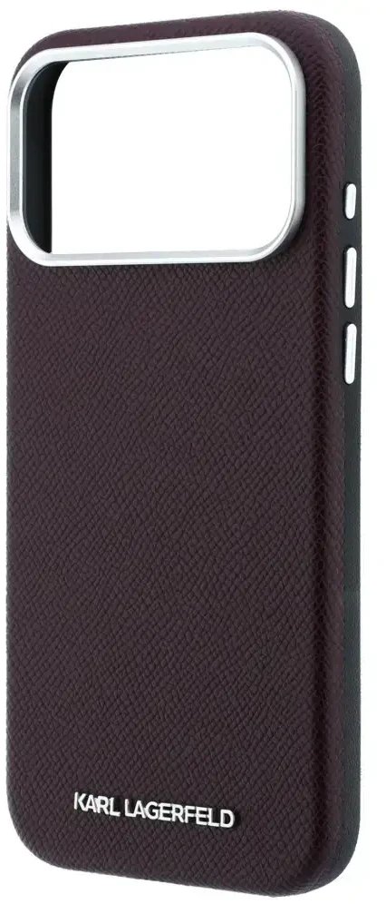 Dėklas Karl Lagerfeld Grained Elongated Logo MagSafe do iPhone 18 Pro Max / 17 Pro Max bordo spalvos