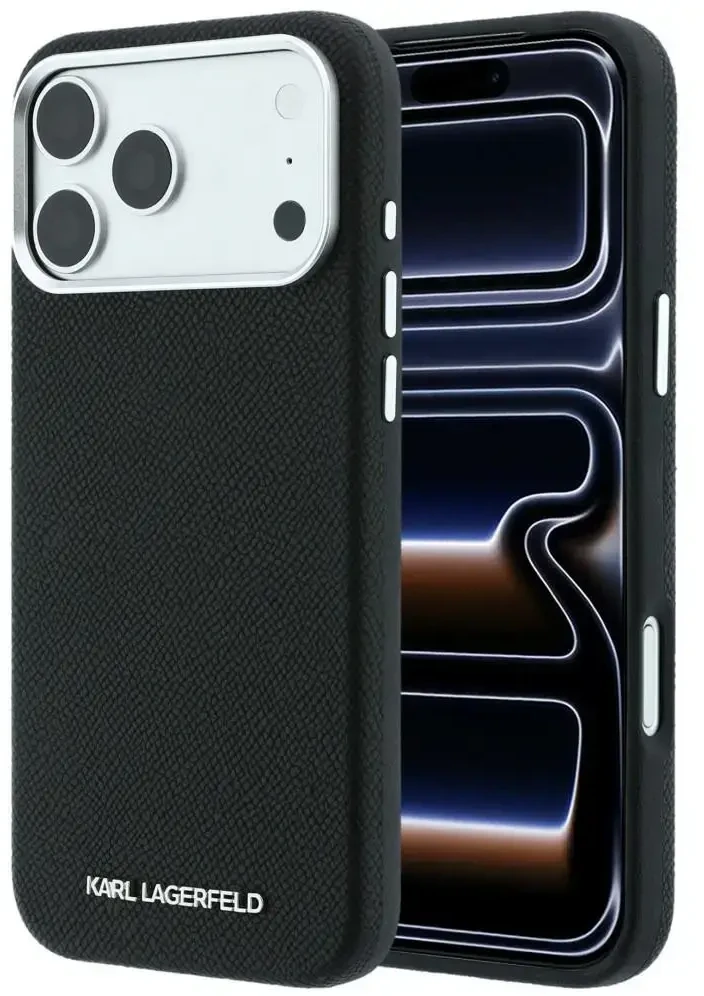 Dėklas Karl Lagerfeld Grained Elongated Logo MagSafe Case for iPhone 17 Pro Max / 18 Pro Max - Juodas