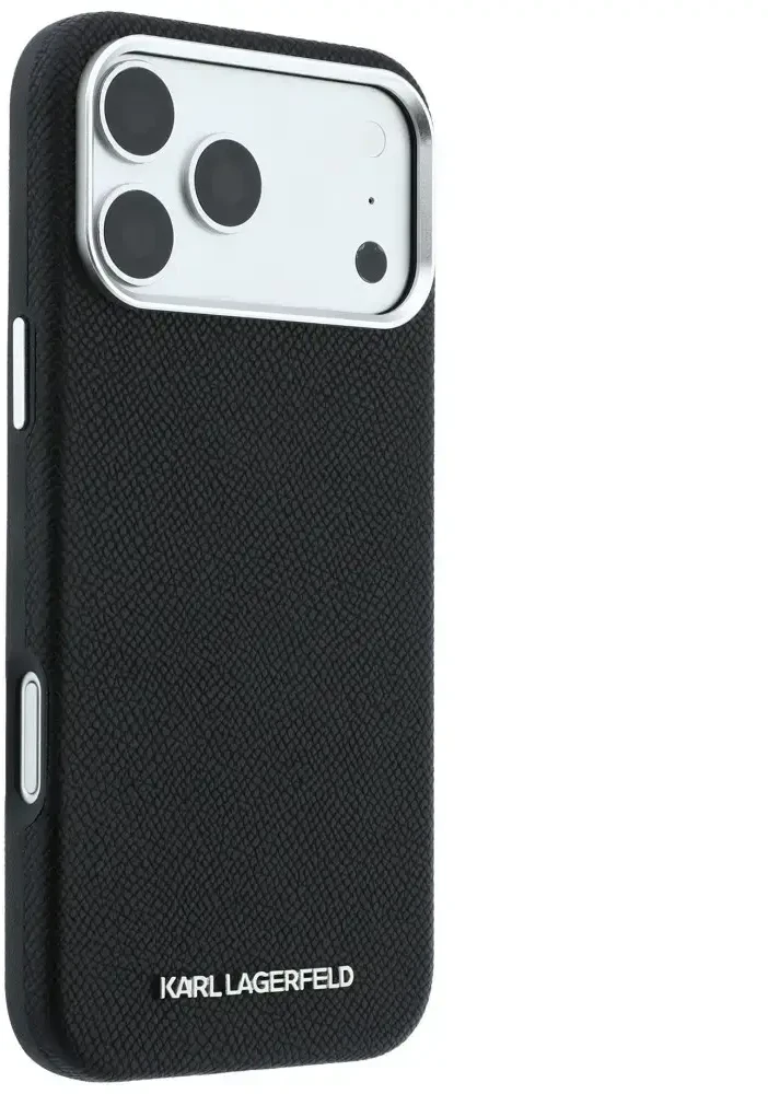 Dėklas Karl Lagerfeld Grained Elongated Logo MagSafe do iPhone 18 Pro / 17 Pro juoda