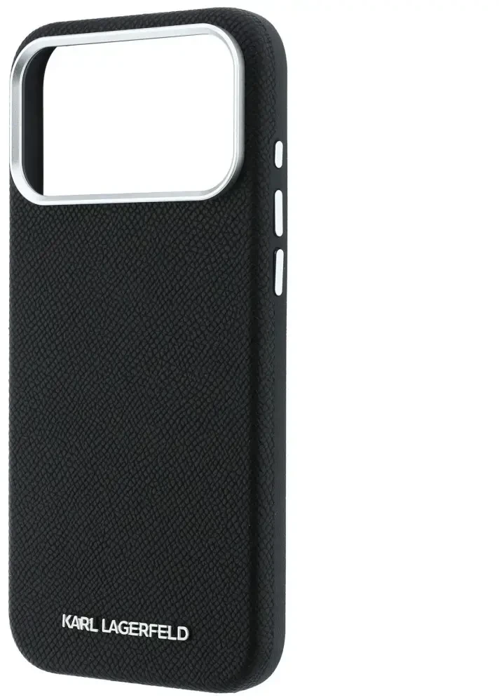 Dėklas Karl Lagerfeld Grained Elongated Logo MagSafe do iPhone 18 Pro / 17 Pro juoda
