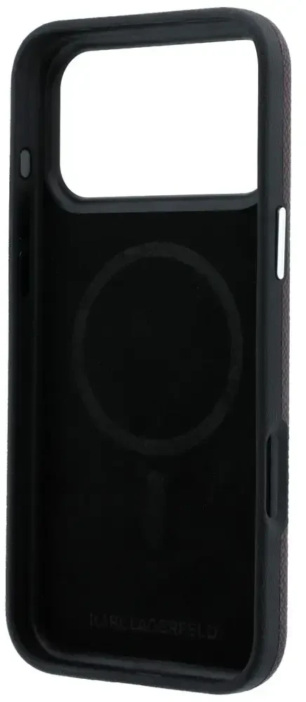 Dėklas Karl Lagerfeld Grained Elongated Logo MagSafe do iPhone 18 Pro Max / 17 Pro Max bordo spalvos
