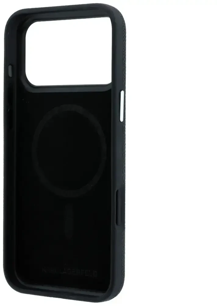 Dėklas Karl Lagerfeld Grained Elongated Logo MagSafe do iPhone 18 Pro / 17 Pro juoda