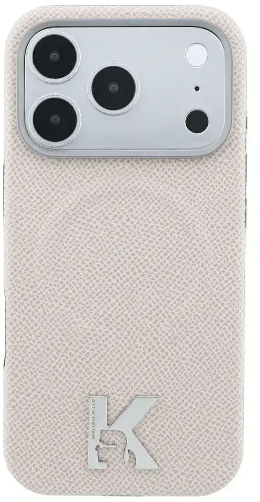 Dėklas Karl Lagerfeld Grained Embossed Ring & Kameo Logo MagSafe Case for iPhone 18 Pro / 17 Pro - rusvai gelsvas