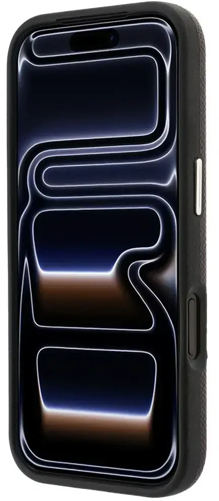 Dėklas Karl Lagerfeld Grained with Resin Signature Logo MagSafe, skirtas iPhone 18 Pro / 17 Pro, bordo spalvos