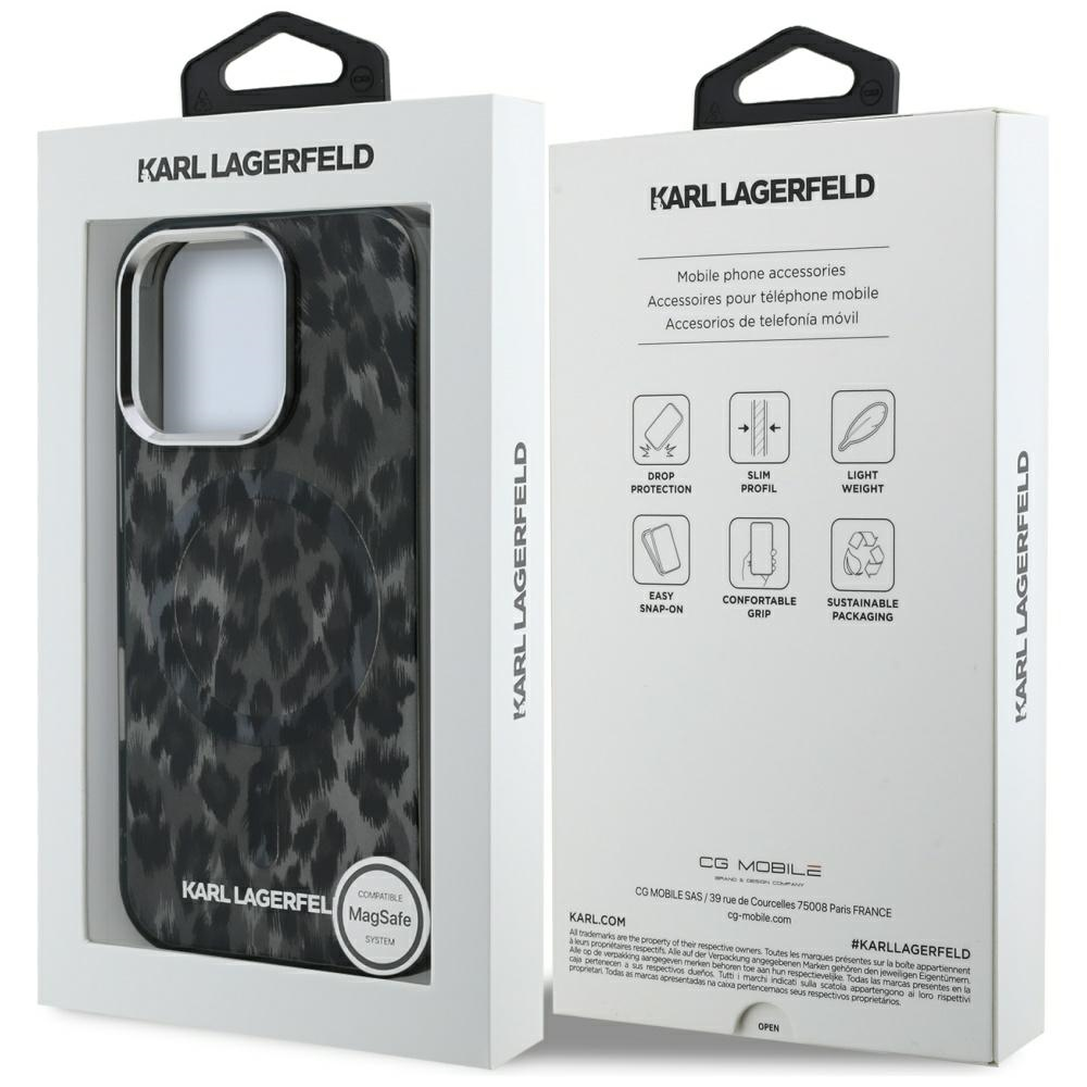 „Karl Lagerfeld IML“ leopardo rašto „MagSafe“ dėklas, skirtas „iPhone 16 Pro Max“ – Juodas