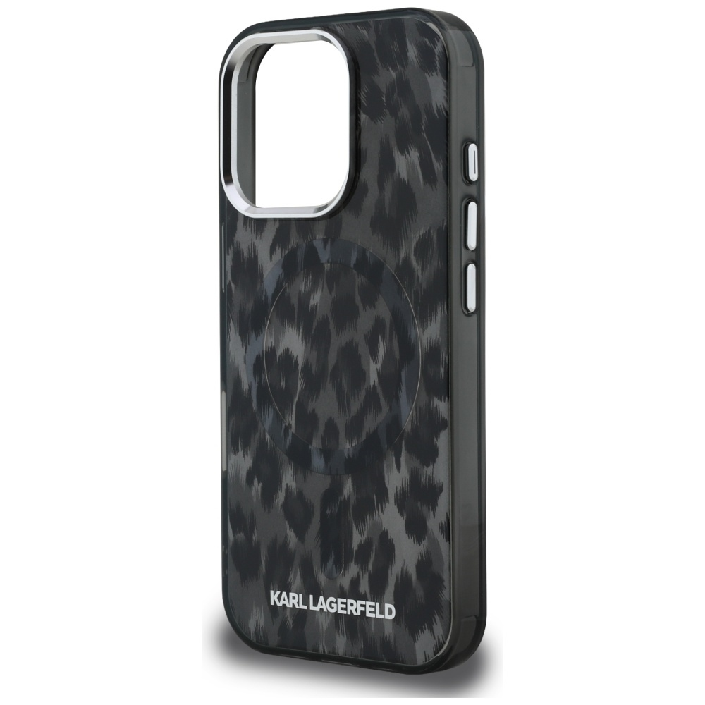 „Karl Lagerfeld IML“ leopardo rašto „MagSafe“ dėklas, skirtas „iPhone 16 Pro Max“ – Juodas
