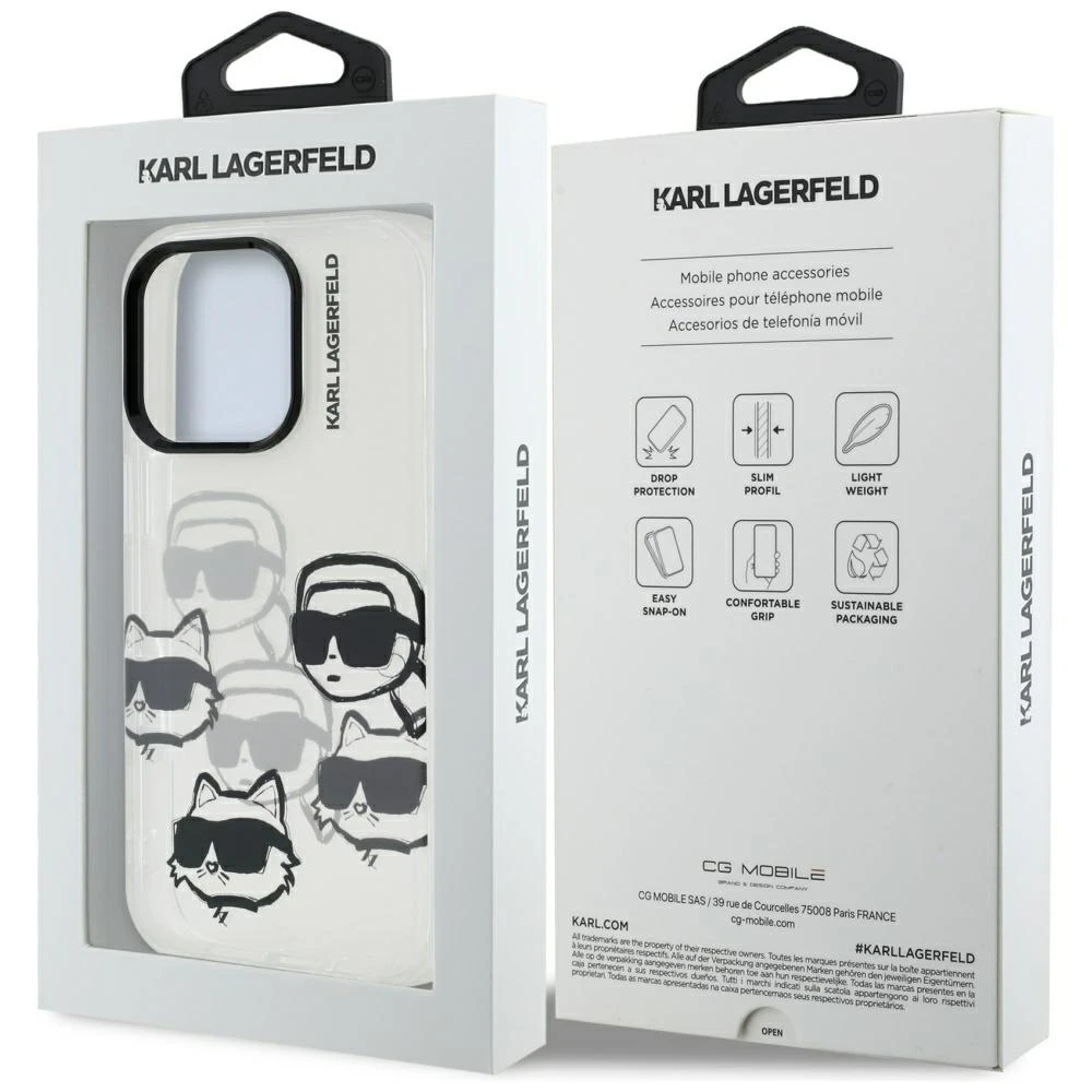 Karl Lagerfeld dėklas, skirtas IPHONE 16 PRO MAX KLHCP16XHMCHKCT (IML kelių K&C galvučių raštas)