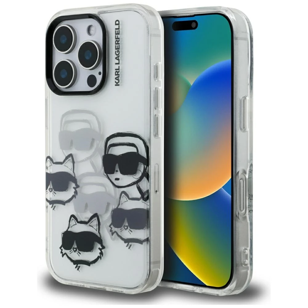 Karl Lagerfeld dėklas, skirtas IPHONE 16 PRO MAX KLHCP16XHMCHKCT (IML kelių K&C galvučių raštas)