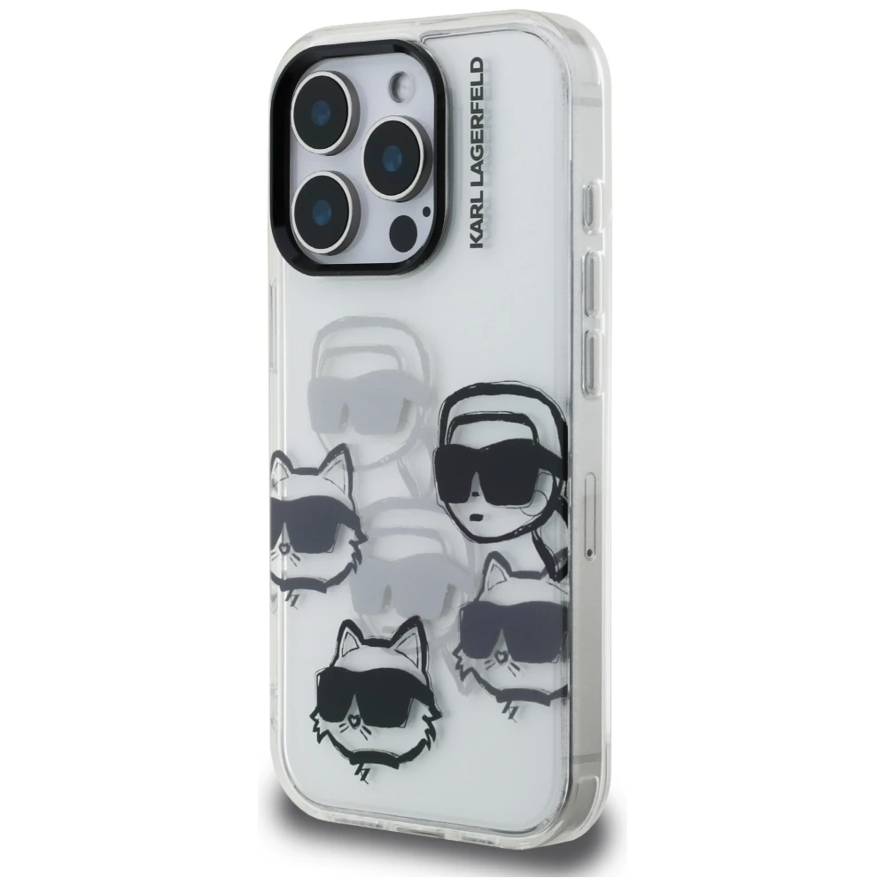 Karl Lagerfeld dėklas, skirtas IPHONE 16 PRO MAX KLHCP16XHMCHKCT (IML kelių K&C galvučių raštas)