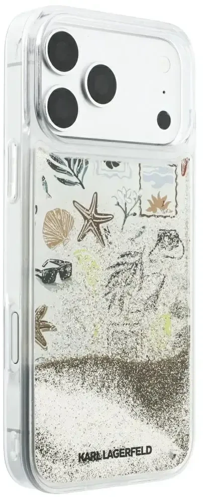 Dėklas Karl Lagerfeld Liquid Glitter Beach & Sand Case for iPhone 17 Pro Max / 18 Pro Max - rusvai gelsvas
