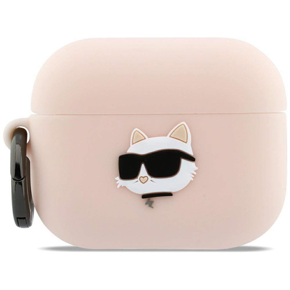 Karl Lagerfeld 3D Logo NFT Choupette Head silikoninis dėklas skirtas AirPods Pro 3 Rožinė