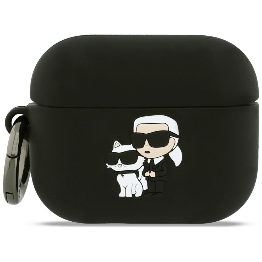 Karl Lagerfeld 3D Logo NFT Karl and Choupette silikoninis dėklas skirtas AirPods Pro 3 juodos spalvos