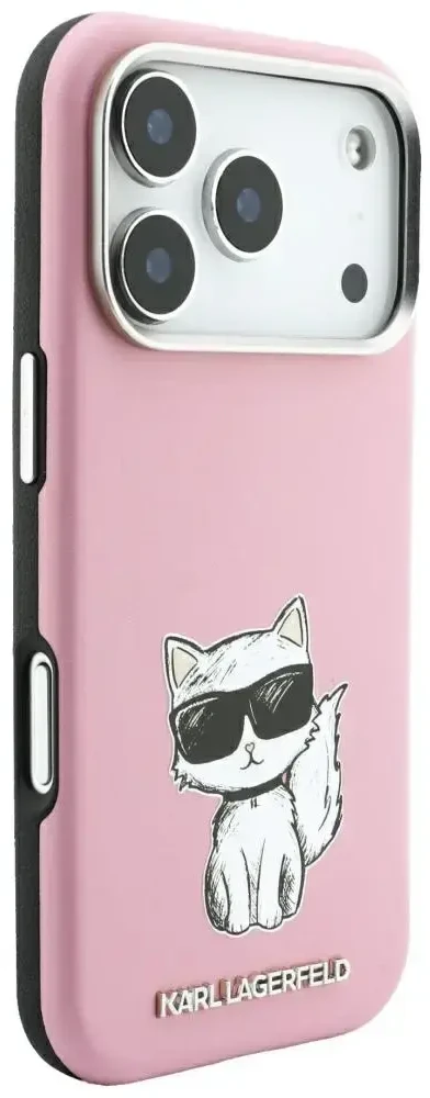 Dėklas Karl Lagerfeld Smooth Choupette Sketch MagSafe do iPhone 18 Pro / 17 Pro rožinė