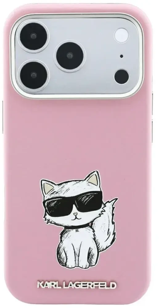 Dėklas Karl Lagerfeld Smooth Choupette Sketch MagSafe do iPhone 18 Pro / 17 Pro rožinė