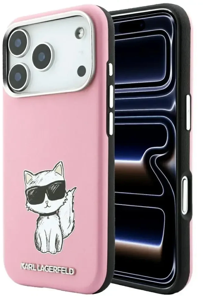 Dėklas Karl Lagerfeld Smooth Choupette Sketch MagSafe do iPhone 18 Pro / 17 Pro rožinė
