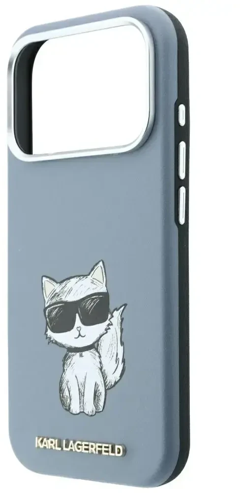 Dėklas Karl Lagerfeld Smooth Choupette Sketch MagSafe do iPhone 18 Pro / 17 Pro Šviesiai mėlynas