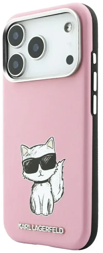 Dėklas Karl Lagerfeld Smooth Choupette Sketch MagSafe do iPhone 18 Pro / 17 Pro rožinė