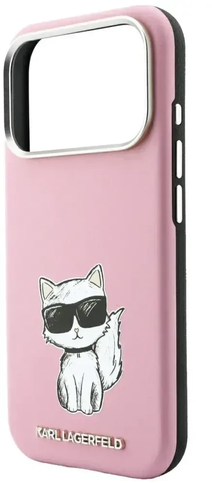 Dėklas Karl Lagerfeld Smooth Choupette Sketch MagSafe do iPhone 18 Pro / 17 Pro rožinė