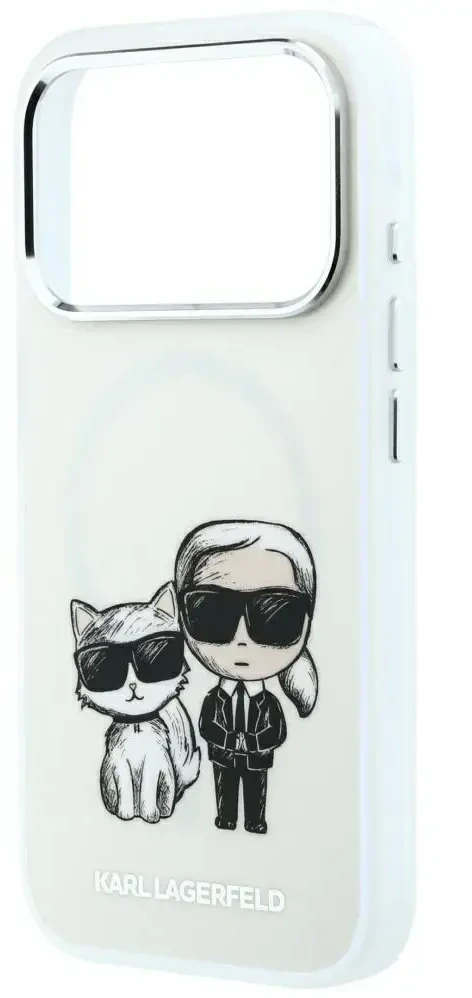 Dėklas Karl Lagerfeld Smooth Karl & Choupette Bodies Sketch MagSafe Case for iPhone 18 Pro / 17 Pro - rusvai gelsvas