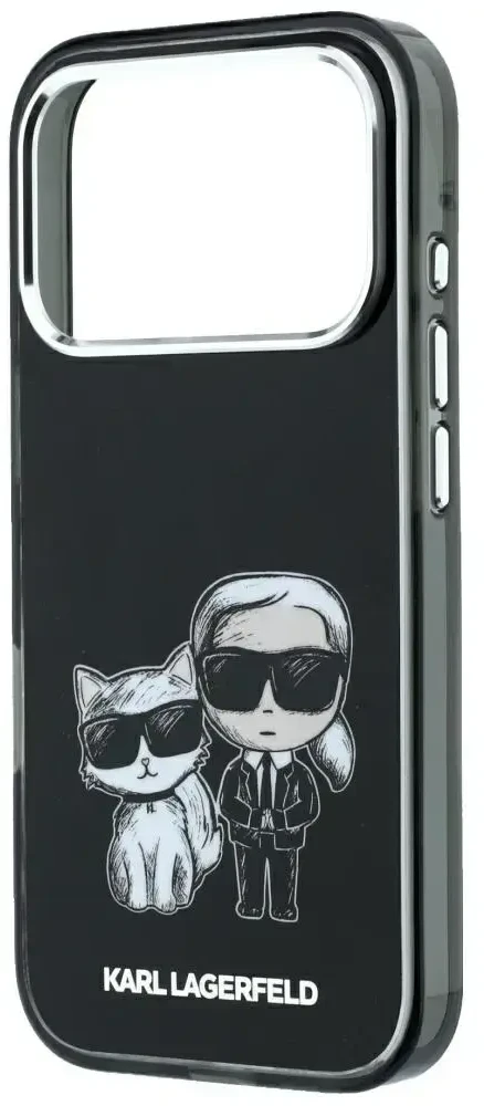 Dėklas Karl Lagerfeld Smooth Karl & Choupette Bodies Sketch MagSafe do iPhone 18 Pro / 17 Pro juoda