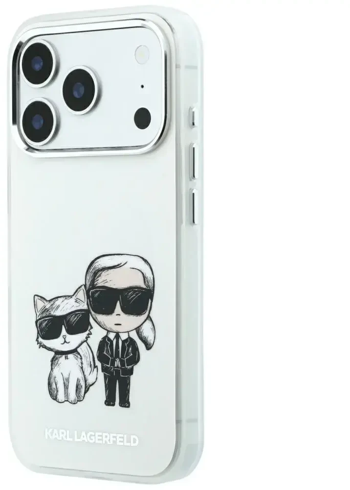 Dėklas Karl Lagerfeld Smooth Karl & Choupette Bodies Sketch MagSafe Case for iPhone 18 Pro / 17 Pro - rusvai gelsvas