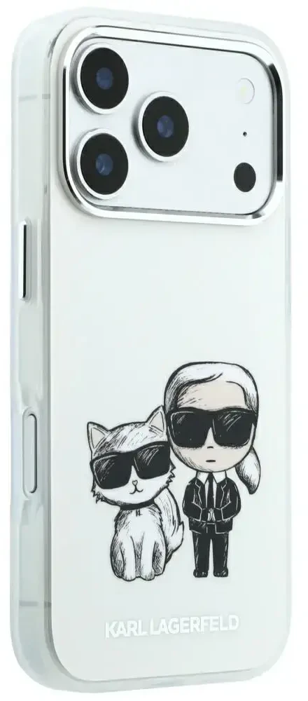 Dėklas Karl Lagerfeld Smooth Karl & Choupette Bodies Sketch MagSafe Case for iPhone 18 Pro / 17 Pro - rusvai gelsvas