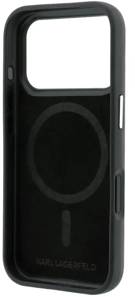Dėklas Karl Lagerfeld Smooth Karl & Choupette Bodies Sketch MagSafe case for iPhone 18 Pro / 17 Pro - burgundy