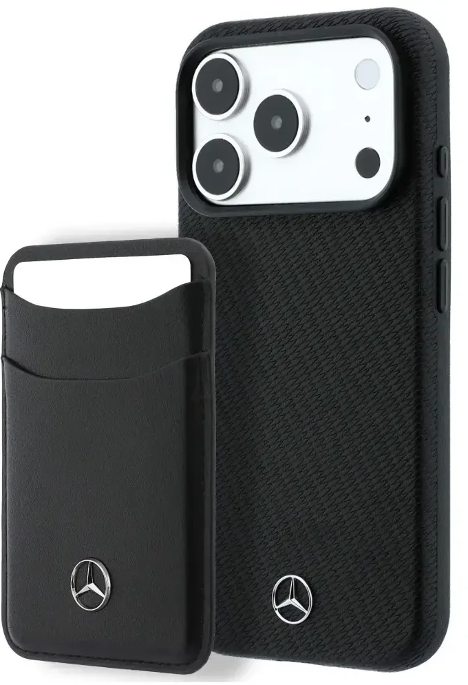Dėklas Rinkinys etui + portfel Mercedes Grilis Pattern Leather MagSafe do iPhone 18 Pro Max / 17 Pro Max juoda