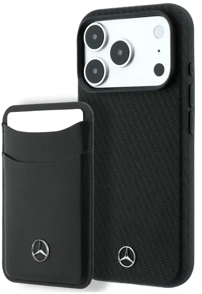 Dėklas Rinkinys etui + portfel Mercedes Grilis Pattern Leather MagSafe do iPhone 18 Pro / 17 Pro juoda